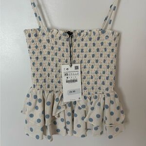 Zara smocked peplum top